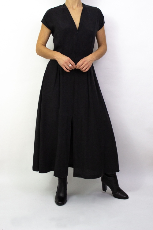 Woman wearing black dress