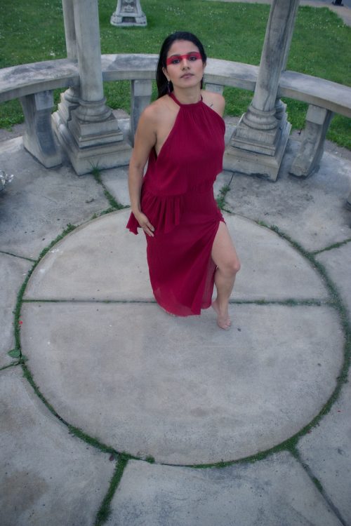 Organic red Kuna Dress by Carmen Calburean